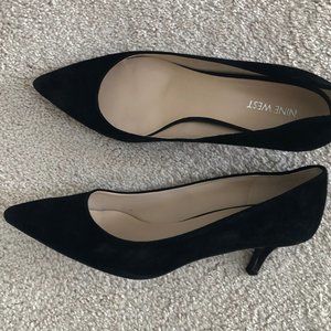 Hardly-worn Nine West black suede heels